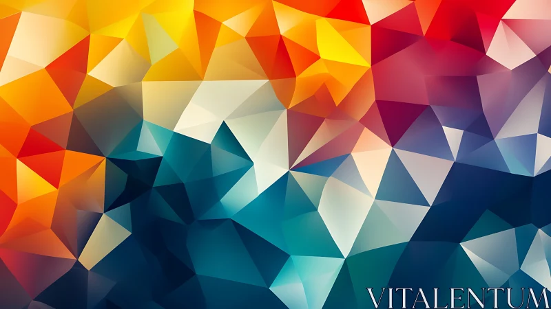 Prismatic low poly gradient with vivid faceted geometry.