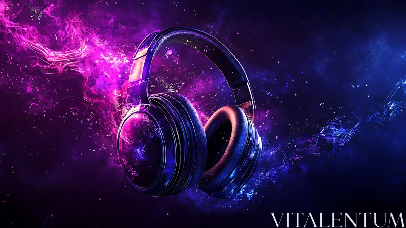 Spectral audio headset in neon plasma sound dispersion field.