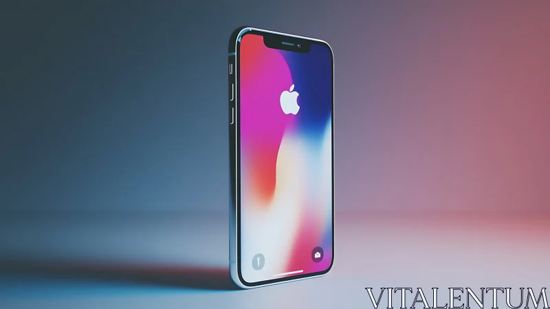 Luminous iPhone X showcasing gradient brilliance against dual-tone backdrop.