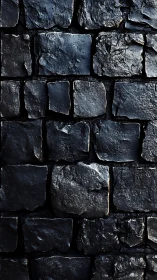 Dark basalt stone wall exhibits glossy wet specular reflections