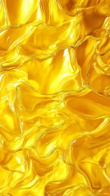 Molten golden liquid forms glossy abstract flowing surface