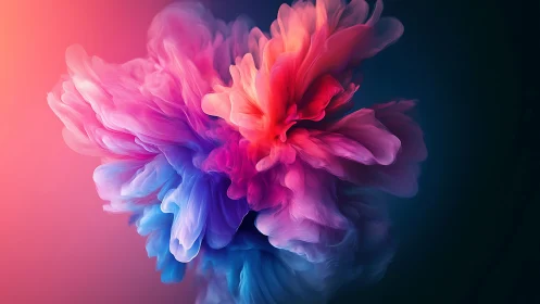 Volumetric neon color bloom in abstract digital fluid plumes.