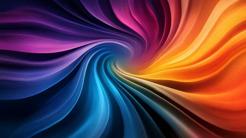 Radiant multicolor vortex curves swirl toward luminous center