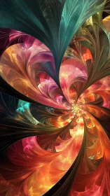 Swirling petals of color unfold into a glowing abstract bloom