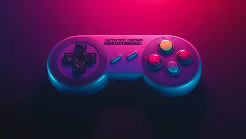 Neon illuminated game controller with cyberpunk aesthetic design