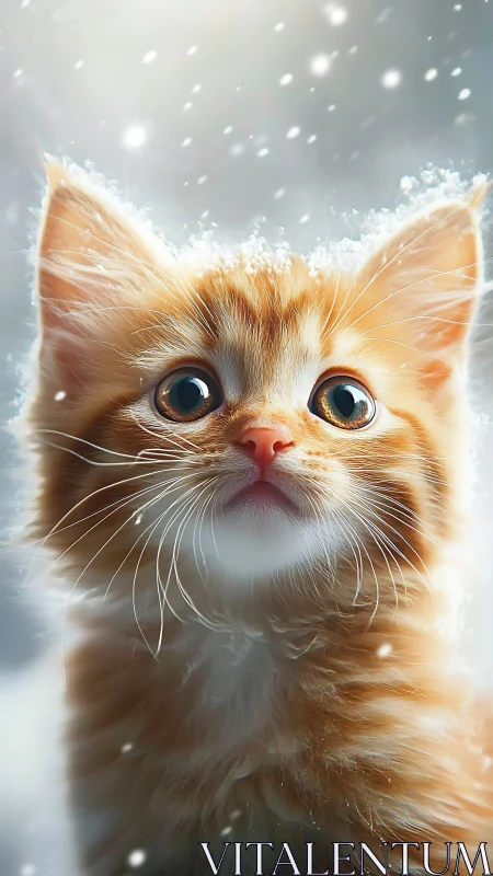 Digitally rendered feline head with snow overlay in stylized presentation.