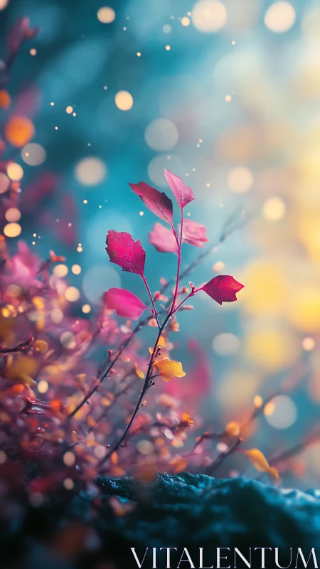 Digital macro foliage with luminous bokeh depth of field.