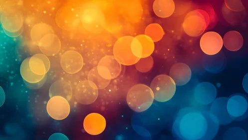 Vibrant bokeh abstract background with orange and blue tones.