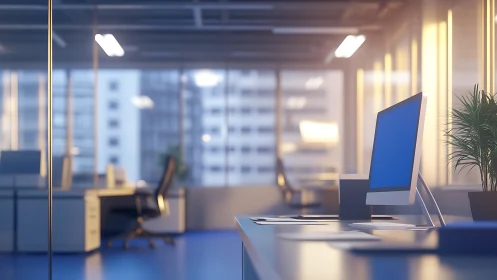 Sunlit open office desk glowing with quiet focus vibes.