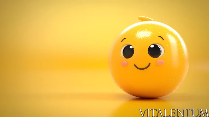 Cute Smiling Orange Cartoon Character on Yellow Background.