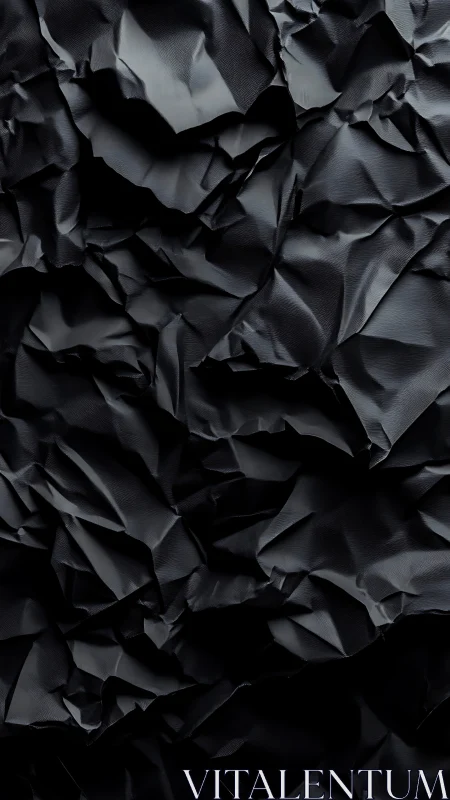 Black crumpled paper texture with deep folded shadows.