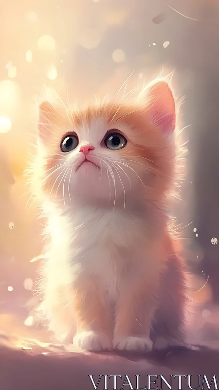 Luminous Kitten Portrait with Soft Bokeh Background.