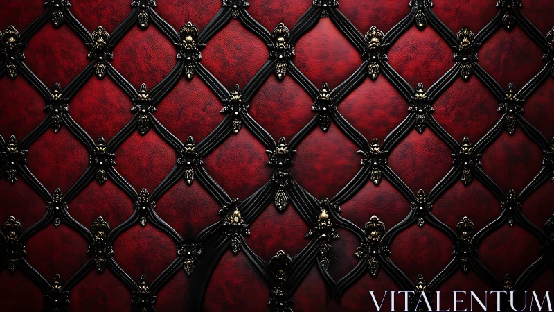 Interlocking black lattice segments structure a red surface