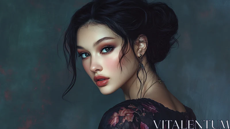 Elegant digital portrait of a woman in soft dramatic light.