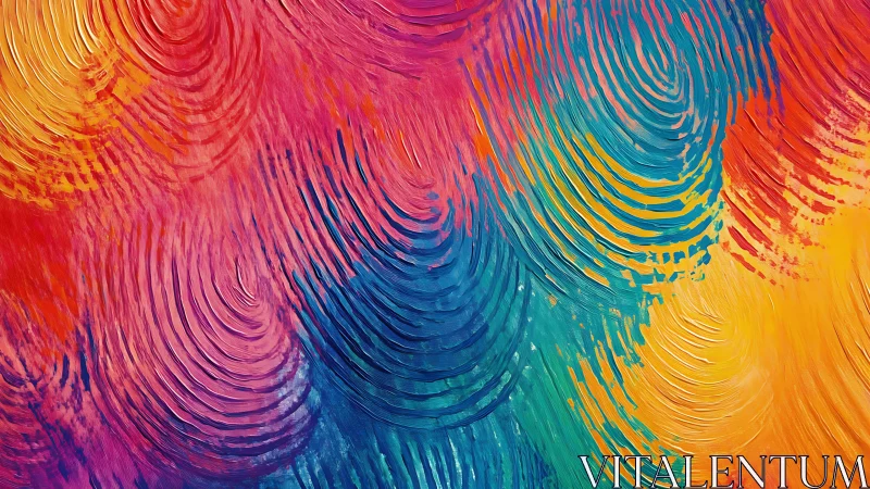 Bold circular brushstrokes in vivid abstract color field.