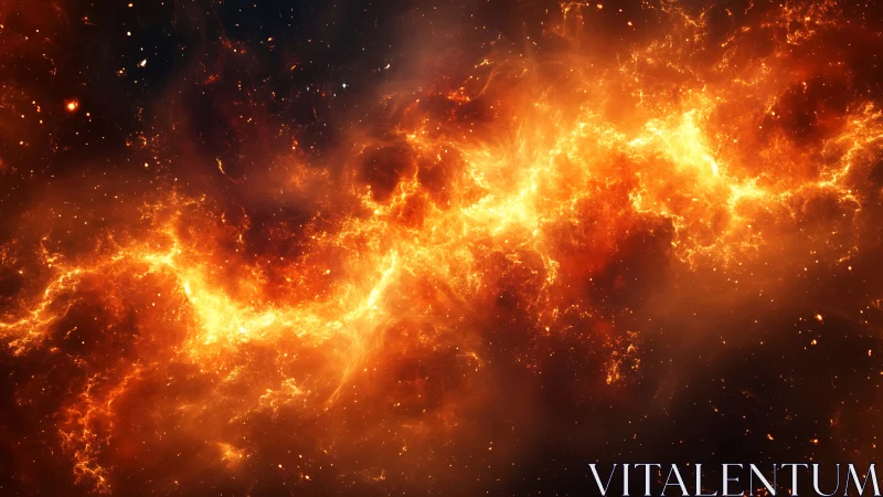 Cosmic Inferno: Fiery Nebula with Explosive Radiant Energy