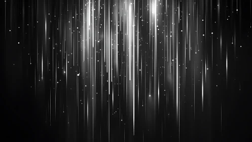 Vertical light streaks stream downward across dark gradient