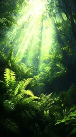 Emerald Cathedral: Sunbeams Pierce the Verdant Canopy