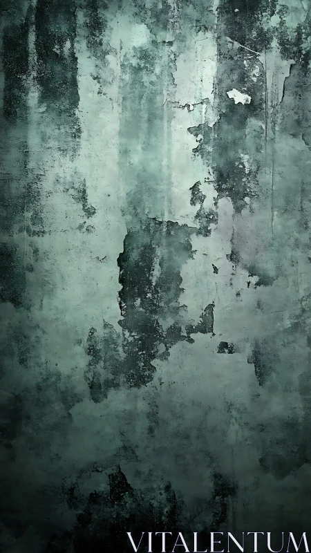 Weathered teal wall with moody peeling textures and depth.