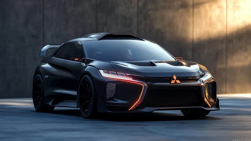 Sleek black concept car glowing with futuristic street style.