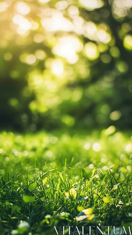 Backlit grass blades under shallow depth bokeh field