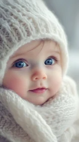 Luminous infant portrait wrapped in winter warmth.