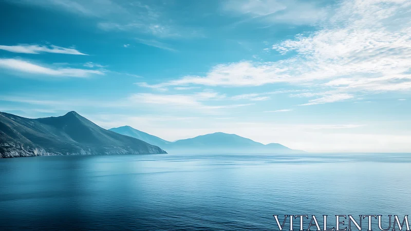 Coastal mountain ridgeline with atmospheric oceanic perspective.