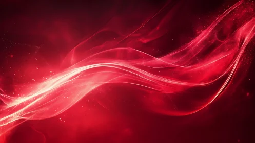 Vibrant red abstract waves digital art with glowing light effect.
