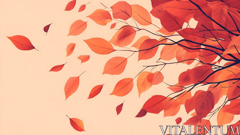 Autumn foliage in motion with stylized orange tree leaves.