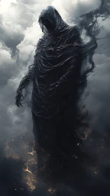 Storm-shrouded wraith drifts calmly through swirling clouds