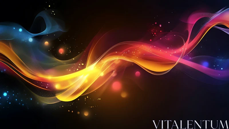 Luminous color waves over dark background in digital abstract.