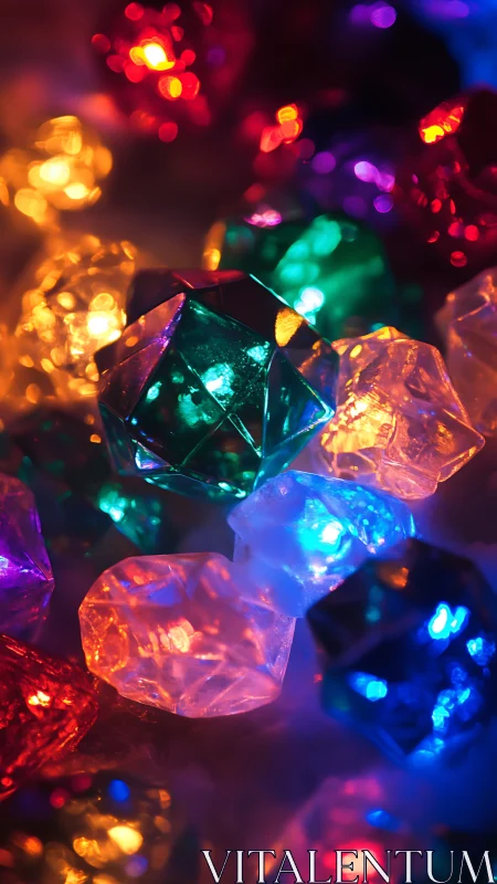 Luminous dice and gem cluster in neon candy twilight.