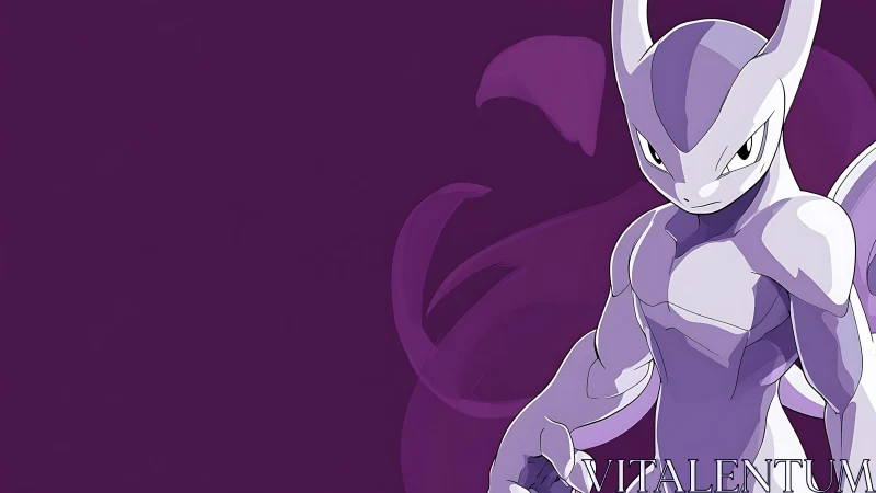 Powerful purple creature stands ready in bold anime style