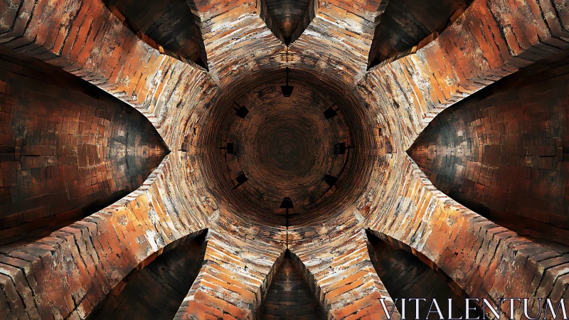 Circular brick tunnel interior forms radiating vaulted pattern