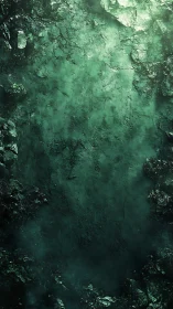 Green textured rock surface exhibits central worn region