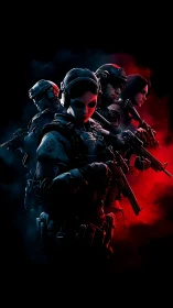 Elite tactical squad prepares for an intense neon-lit mission