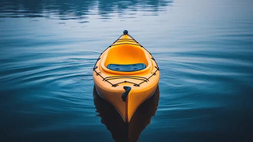 Sunny yellow kayak inviting quiet moments on calm water.