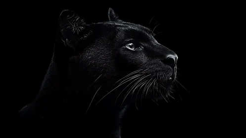 Black panther portrait rendered with high contrast lighting