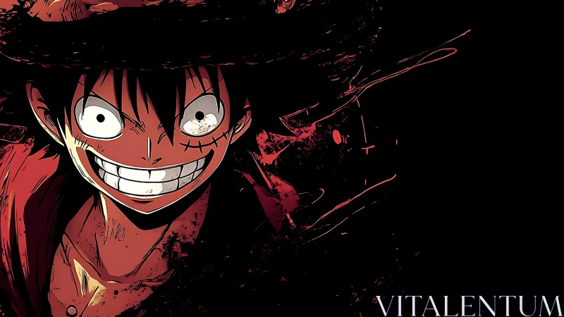 Straw hat pirate portrait drenched in red shadows.