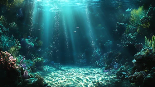 Sunlit coral cathedral hums quietly beneath the waves