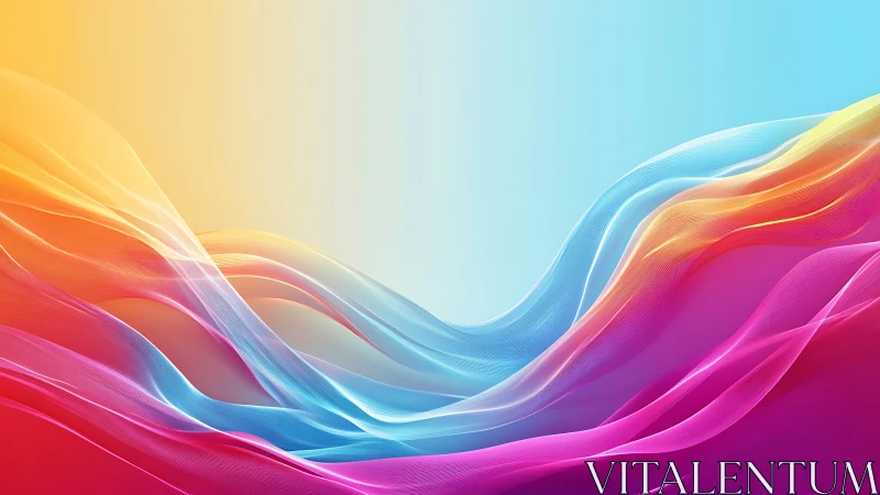Colorful gradient waves flow across a luminous digital horizon