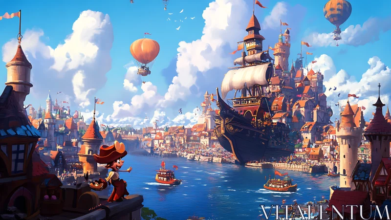 Sky-pirate harbor pulse with airships, castles and curiosity.