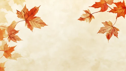Watercolor autumn maple border with soft negative space.