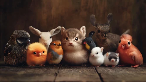 Gentle forest friends gathered in a cozy woodland cuddle.