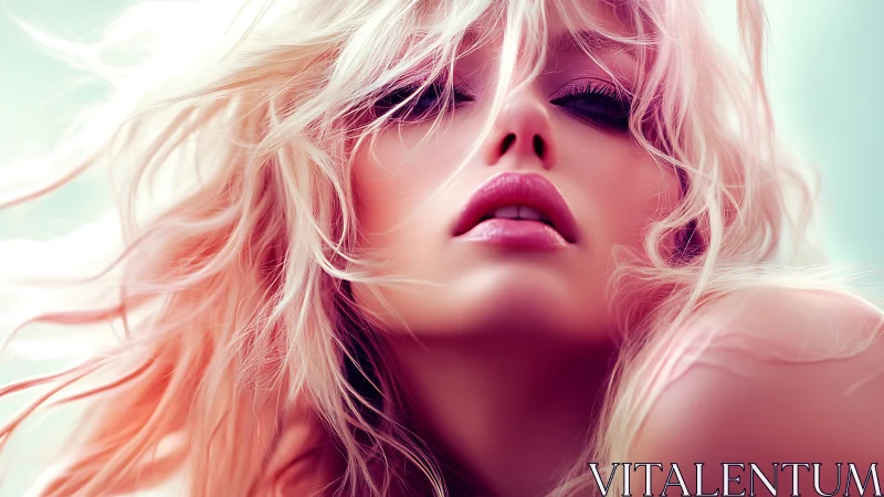 Digital close-up portrait depicts stylized female face