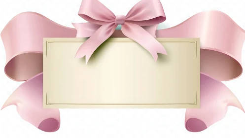 Elegant cream banner template with pink silk ribbons and bow