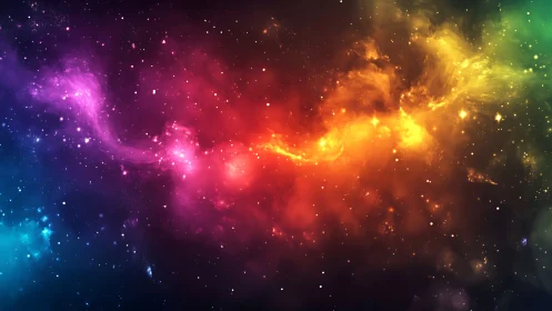 Multicolored nebula band stretches across dense star field