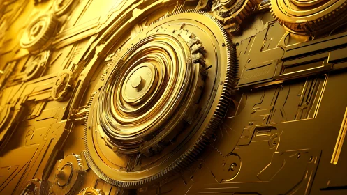 Golden clockwork cosmos of gears, light, and quiet motion.