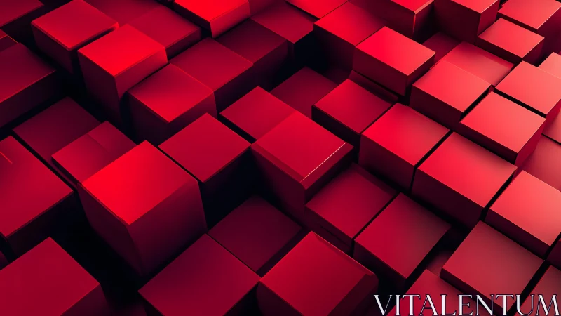 Geometric crimson cubes in layered 3D abstract grid.