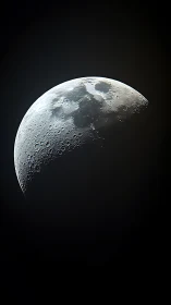 Gentle crescent moon glows softly against deep night sky